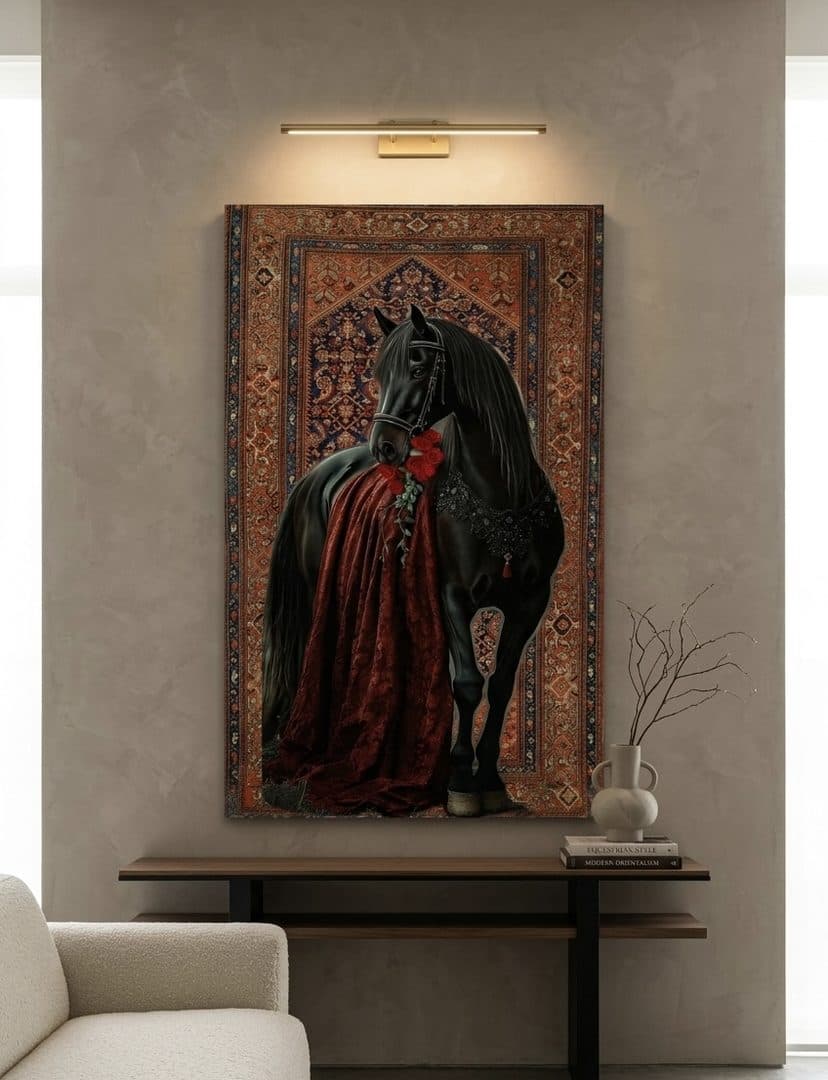 خيل اسود مع سجاد احمر